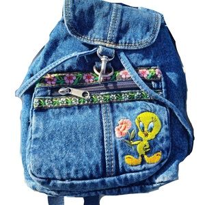 Deadstock NWT Vintage Tweety Bird Denim backpack